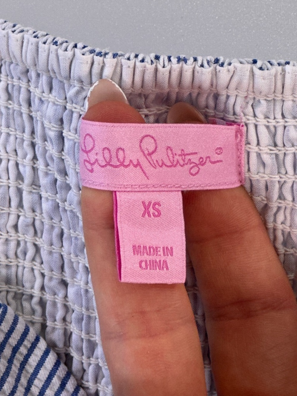 Lilly Pulitzer Womens Strapless Seersucker Bow Dress XS Blue - Picture 8 of 11